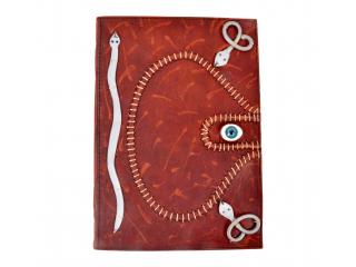 Handmade antique paper leather journal god eyes look tripple snakes leather diary & sketchbook